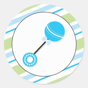Rond Bague bleue   Sticker Baby shower Faveur