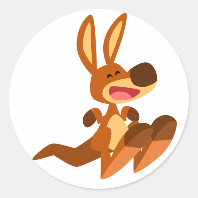 Rond Baguette caricature Kangaroo Joey Sticker (Devant)