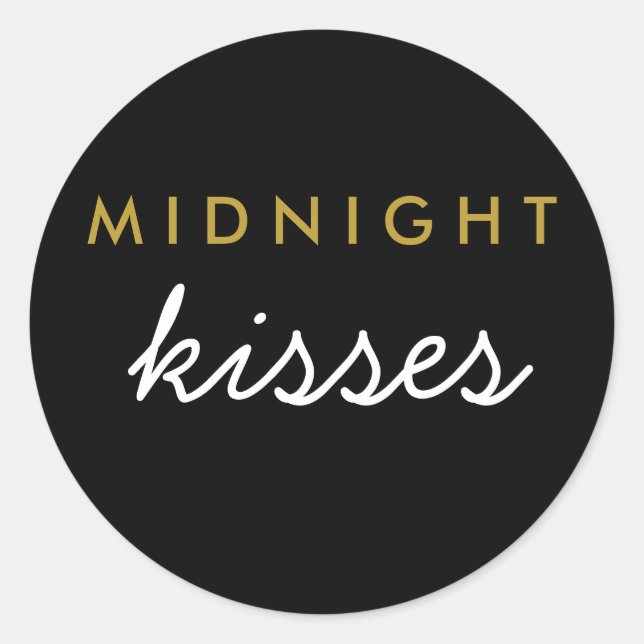 Rond Baisers de minuit Sticker de mariage Black Gold (Devant)