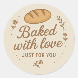 Rond Baked With Love Sticker Label