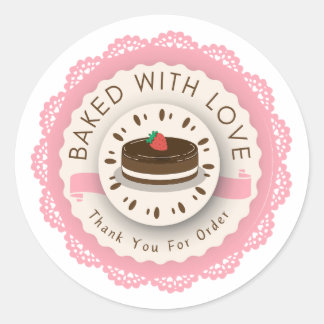 Rond Baked with Love Thank You For Order Round Sticker