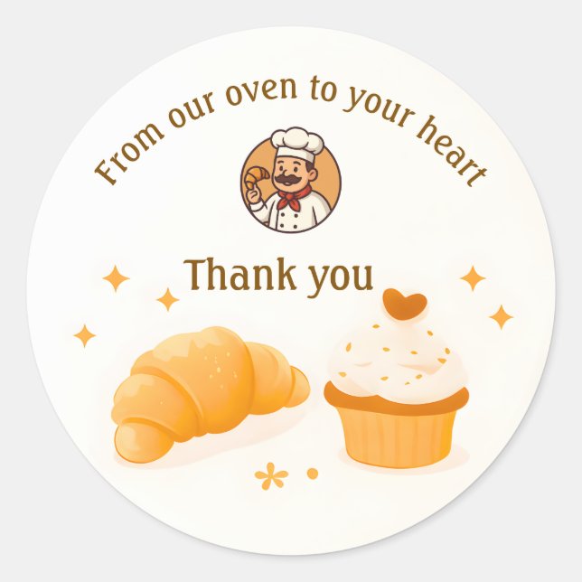 Rond Bakery Thank You Sticker  Custom Chef Logo Design (Devant)