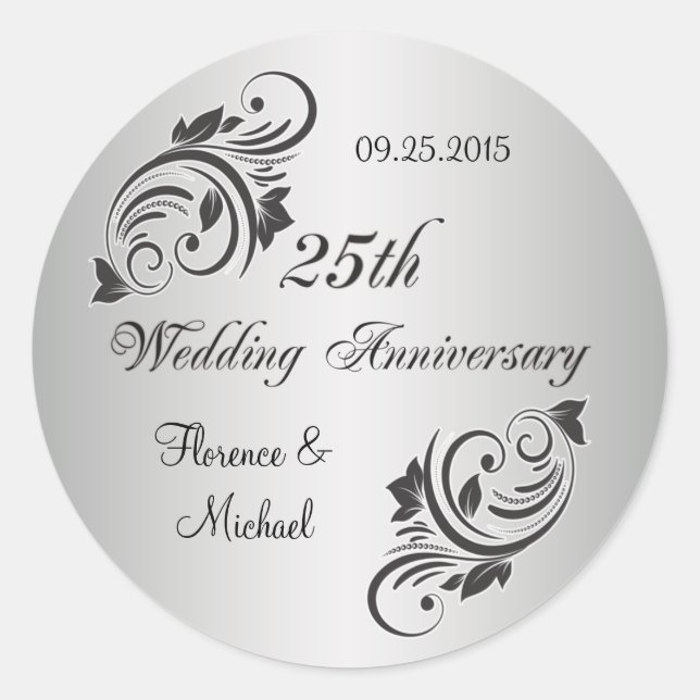 Rond Balances et fleurs argent noir Sticker (Devant)