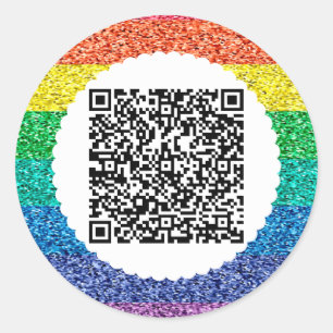 Rond Balayage QR code rainbow Classic Round Sticker