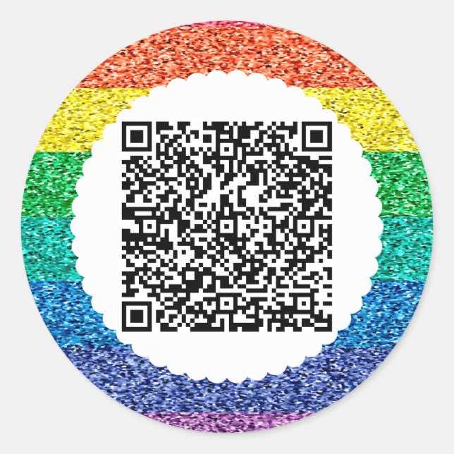 Rond Balayage QR code rainbow Classic Round Sticker (Devant)