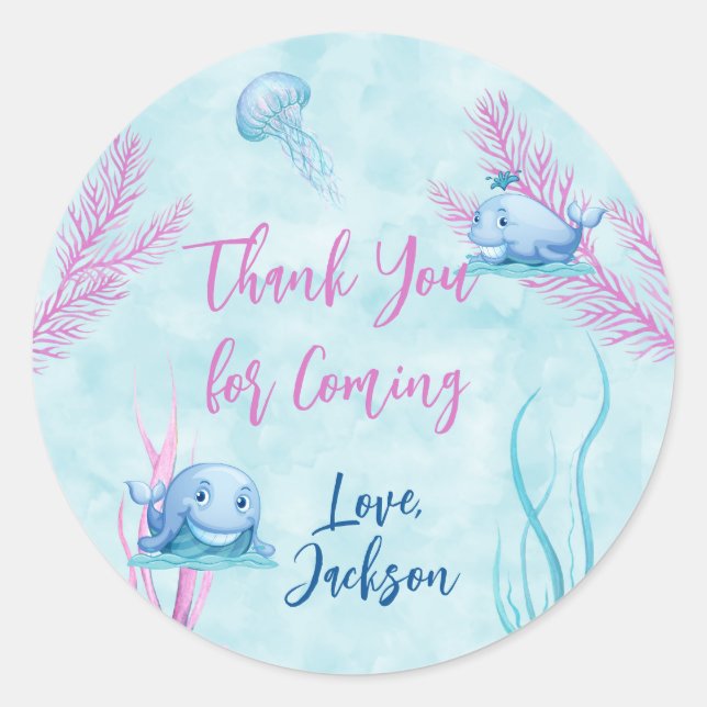 Rond Baleine d'un bon temps Sticker pour l'anniversaire (Devant)