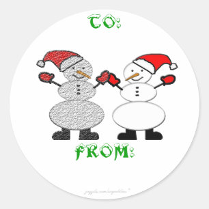 Rond Balise Sticker Snowmen