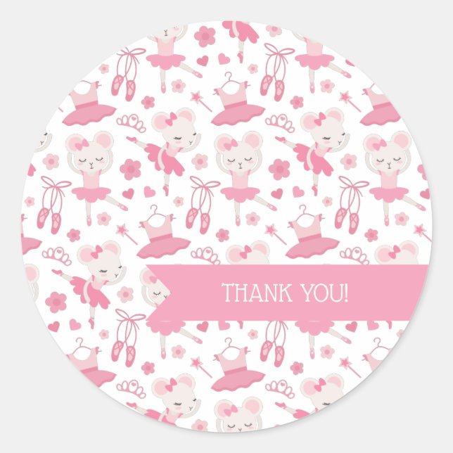 Rond Ballerina Ballet Danse Sticker rose (Devant)