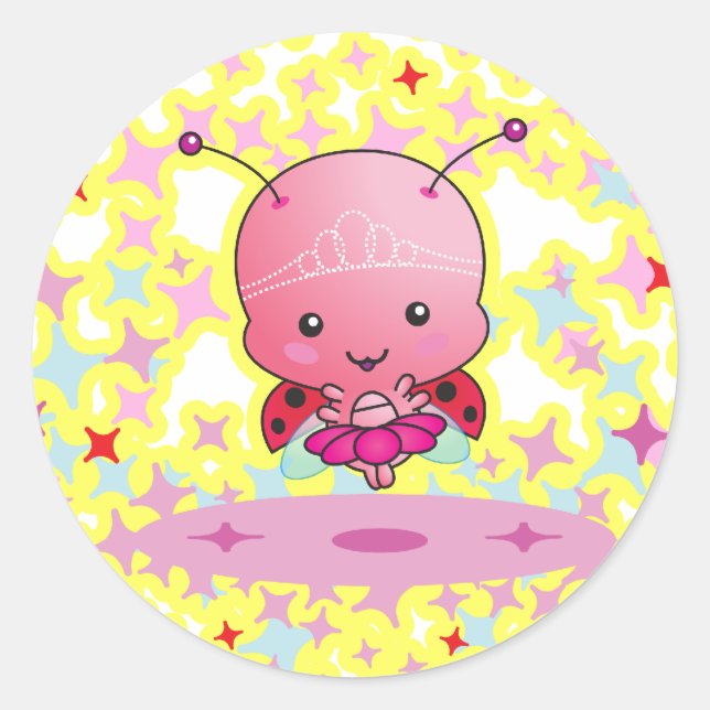 Rond Ballerina Ladybug Sticker (Devant)