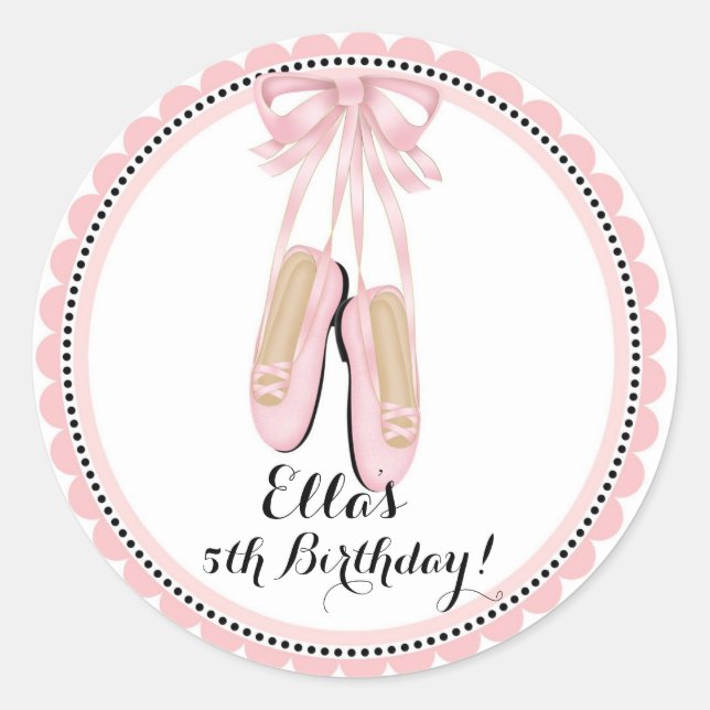 Rond Ballerina Rose Anniversaire Fête Favoriser Sticker (Devant)