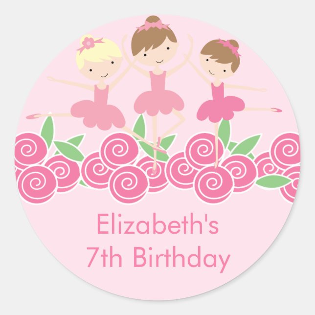Rond Ballerina rose Tutu Danse Anniversaire Sticker (Devant)