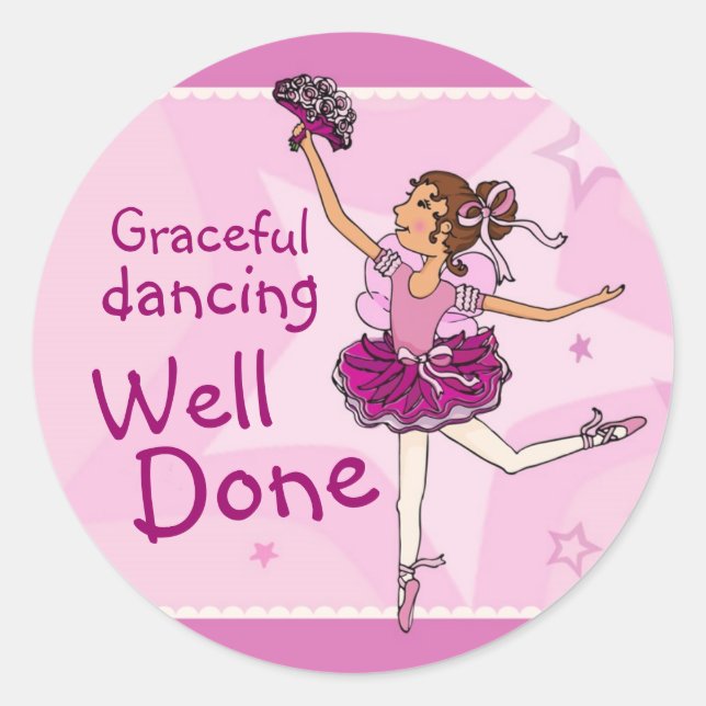 Rond Ballerina sticker de danse gracieuse brunette/rose (Devant)