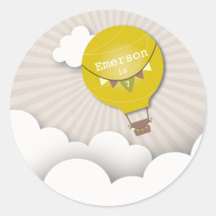 Rond Ballons à air chaud jaune Anniversaire Sticker