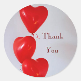 Rond Ballons de coeur Sticker Merci rouge