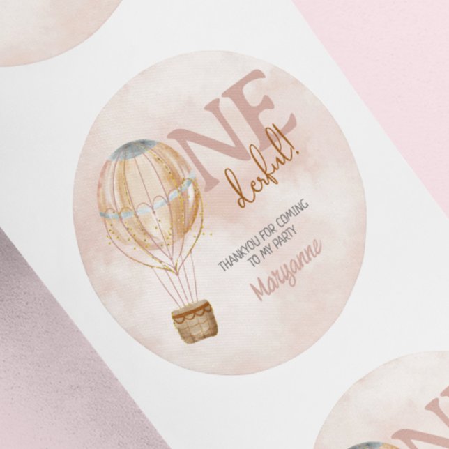 Rond Balloon à air chaud 1er Anniversaire Sticker Thank (Créateur téléchargé)