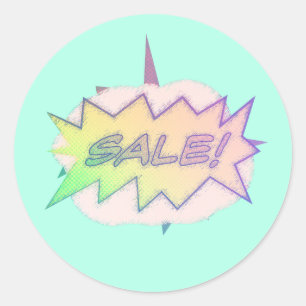 Rond Bande dessinée Funky Starburst Sticker à vendre -