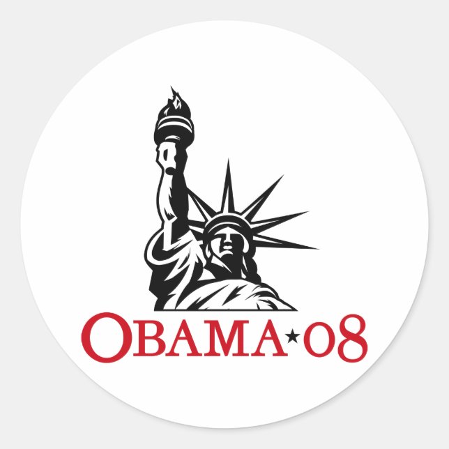 Rond Barack Obama Sticker Statue de la Liberté 2008 (Devant)