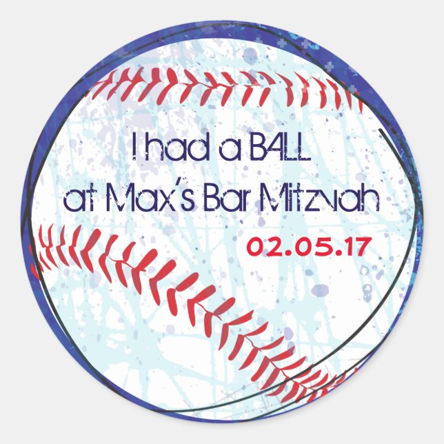 Rond BASEBALL CRAZE Bar Sticker cadeau Bat mitzvah (Devant)