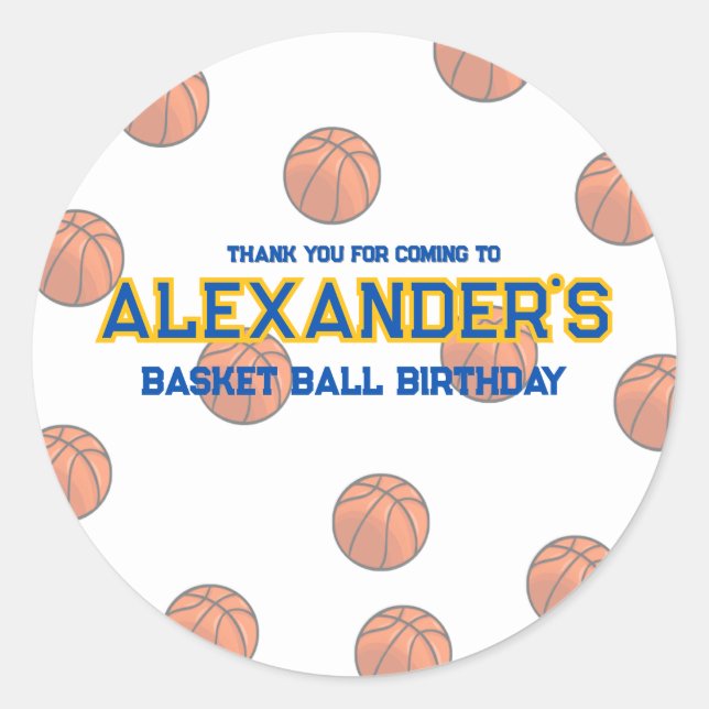 Rond Basket-ball Anniversaire Bash Sticker (Devant)