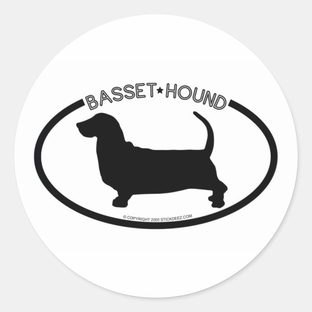 Rond Basset Hound Silhouette Sticker noir (Devant)