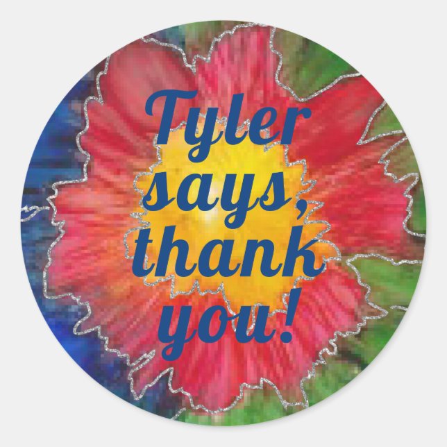 Rond Bat Bar Mitzvah Sticker Round Elegant Flore Encres (Devant)