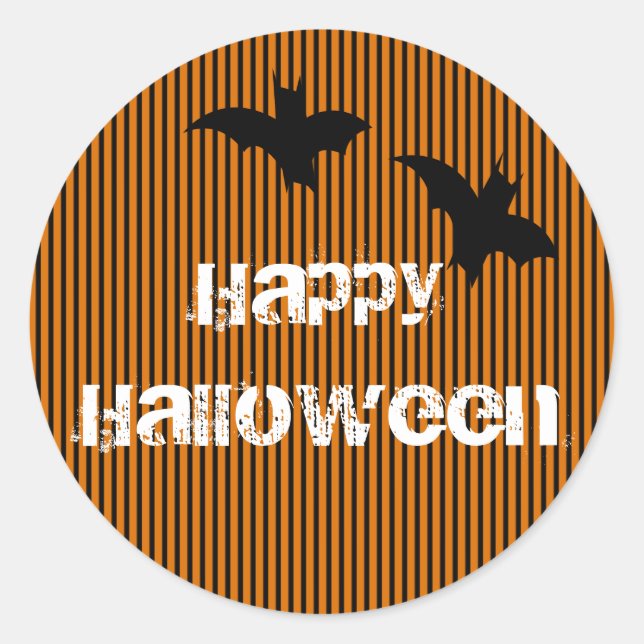Rond Bat Happy Halloween Sticker (Devant)