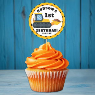 Rond Bâtiment Anniversaire Faveur Sticker - Pompe Jaune