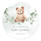 Bear Baby shower Classic Round Sticker