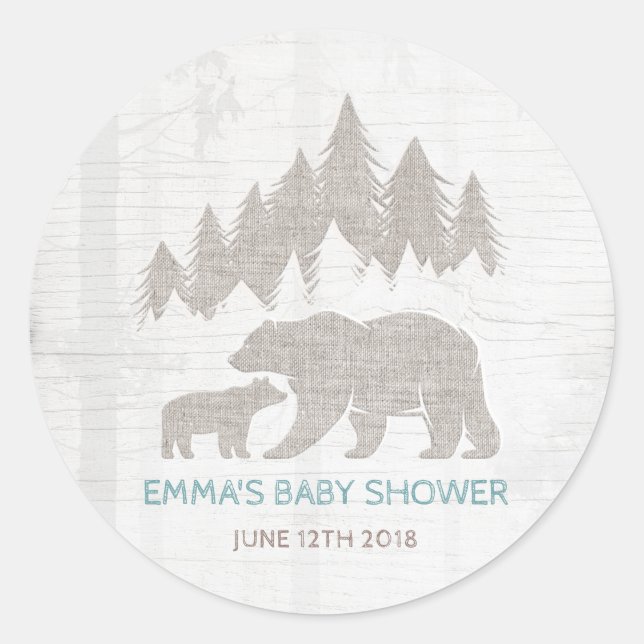 Rond Bear Baby shower Favoriser Balise Sticker Seal Ave (Devant)