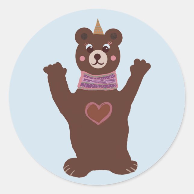 Rond Bear Classic Round Sticker Baby Party (Devant)