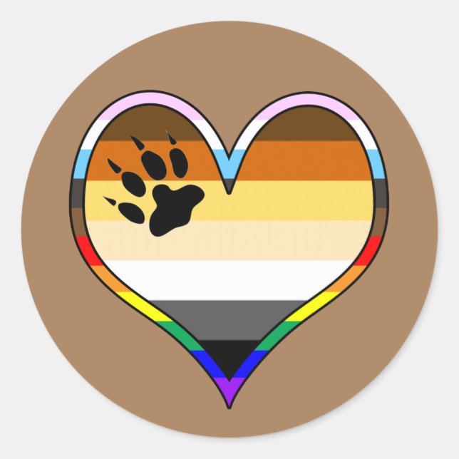 Rond Bear Pride Heart Classic Round Sticker (Devant)