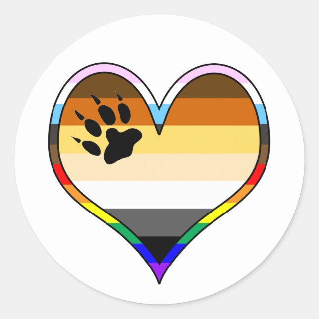 Rond Bear Pride Heart Classic Round Sticker (Devant)