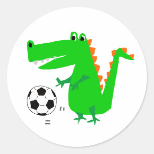 Rond Beau Alligator Jouant Soccer Sticker Cartoon
