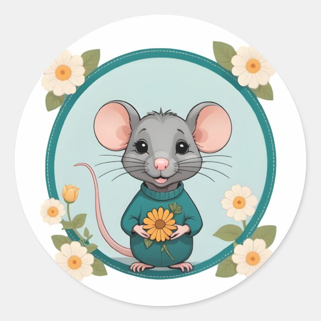 Rond Beau ratty avec Sticker Fleurs (Devant)