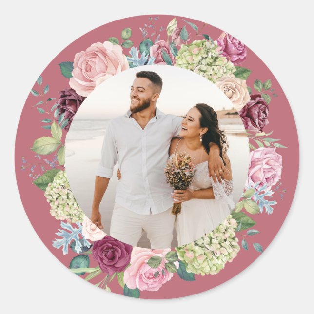 Rond Beau Rose Spray Mariage photo Sticker (Devant)