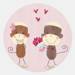 Rond Beau Sock Monkey Couple Sticker