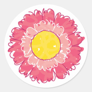 Rond Beau Sticker en fleurs - Rose