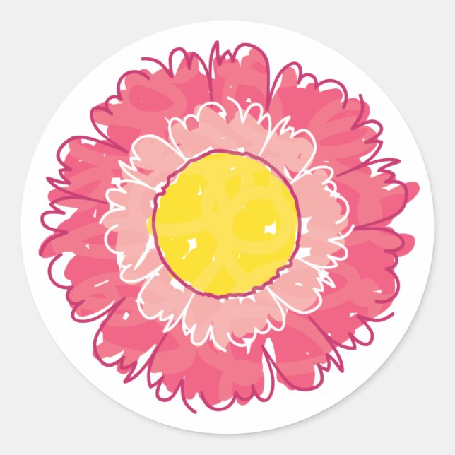 Rond Beau Sticker en fleurs - Rose (Devant)
