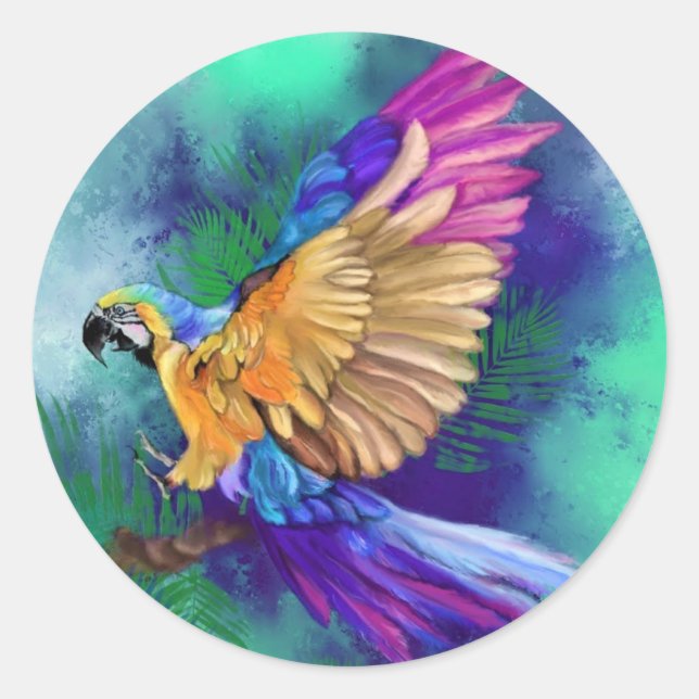 Rond Beau Sticker Parrot coloré (Devant)