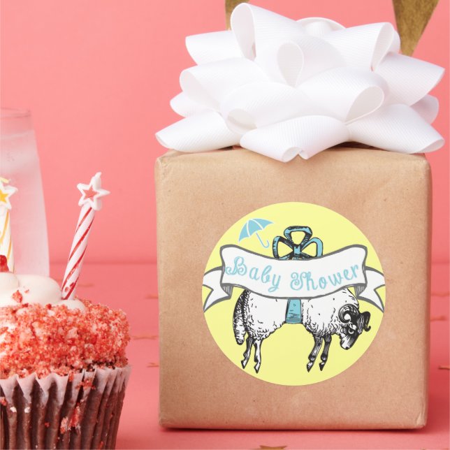 Rond Bébé agneau Bébé Douche Sticker (Fête)