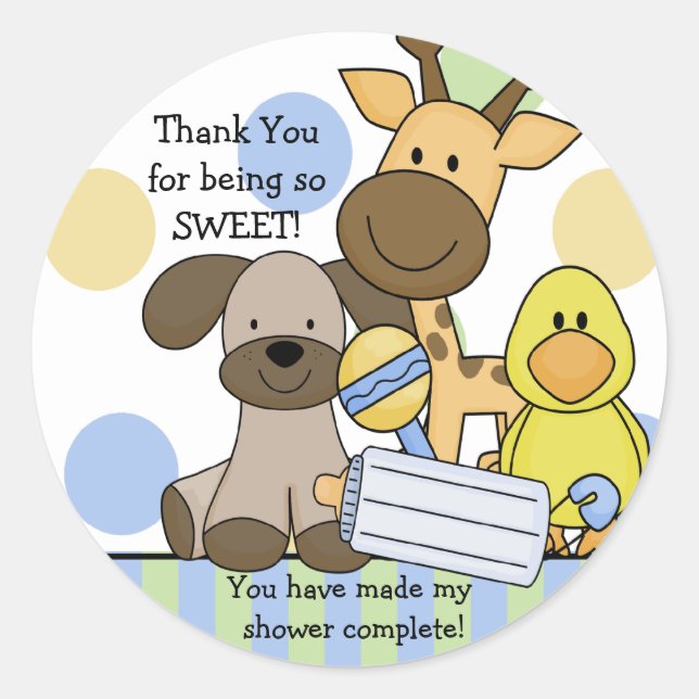 Rond Bébé Animaux Baby shower Sticker (Devant)