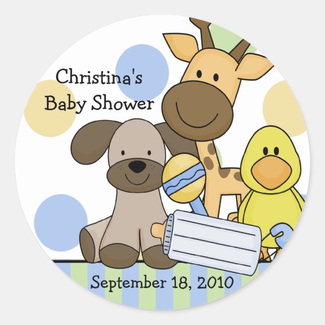 Rond Bébé Animaux Baby shower Sticker (Devant)