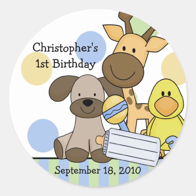 Rond Bébé Animaux Baby shower Sticker (Devant)