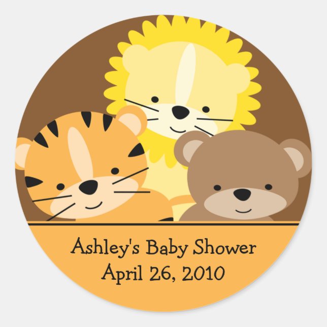 Rond Bébé Animaux Baby shower Sticker (Devant)