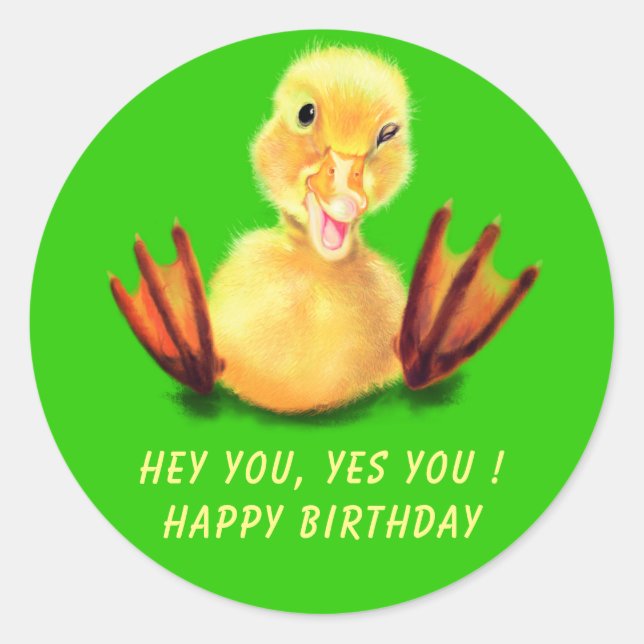 Rond Bébé Anniversaire Sticker Jouer Winking Duckling (Devant)