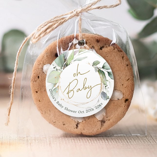 Rond Bébé Baby shower Eucalyptus Sticker (Créateur téléchargé)