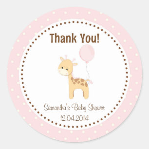 Rond Bébé Baby shower Giraffe Sticker rose