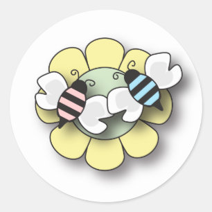 Rond Bébé Bee Twins Boy & Girl Sticker