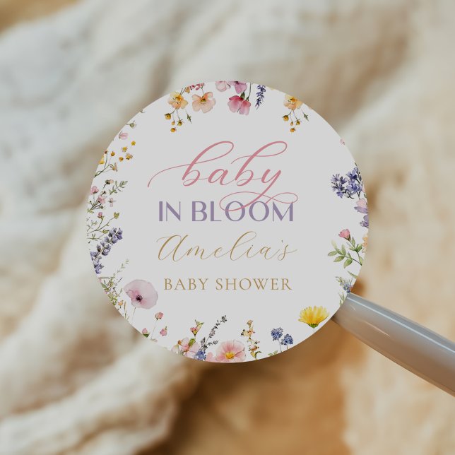 Rond Bébé en fleur Fleur sauvage Baby shower Sticker (Créateur téléchargé)