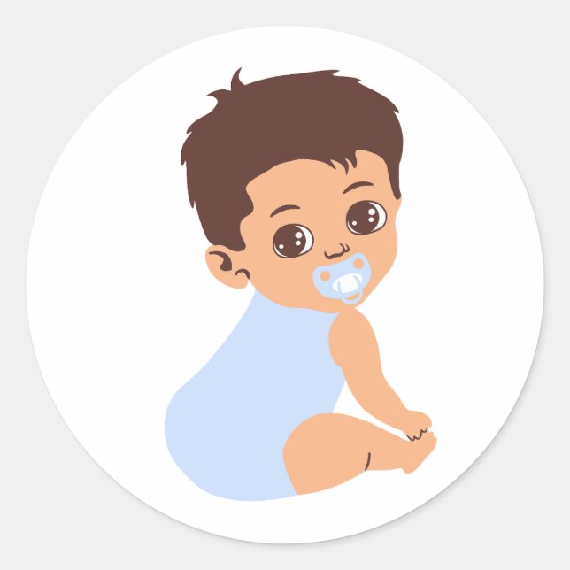 Rond Bébé garçon en Bleu Romper Sticker Cutout (Devant)